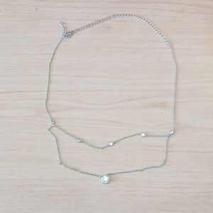 Elegant Silver Toned Layered Adjustable Choker Necklace